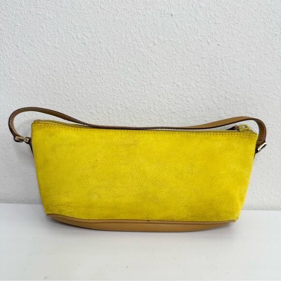 GUCCI Vintage Yellow Suede Shoulder Small Boat Bag Made in Italy Rare 90s Style - Picture 2 of 10